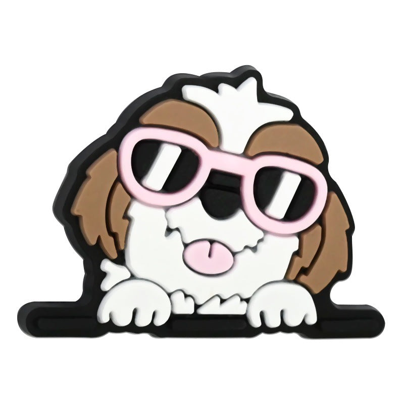 Wholesale  Random 100pcs/pack Cute Cartoon Dog Decorative Soft Rubber Double-Sided Beads