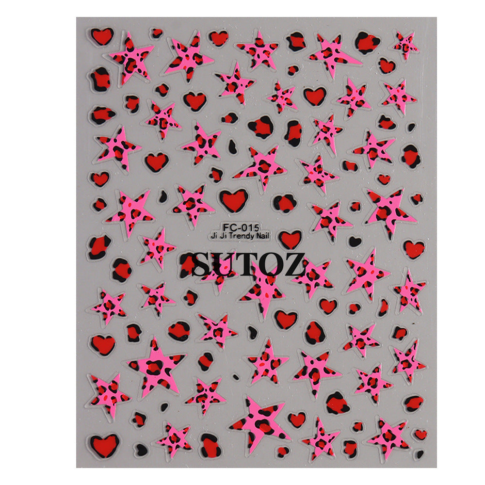 Wholesale Sweet and spicy five-pointed star leopard print star nail art stickers