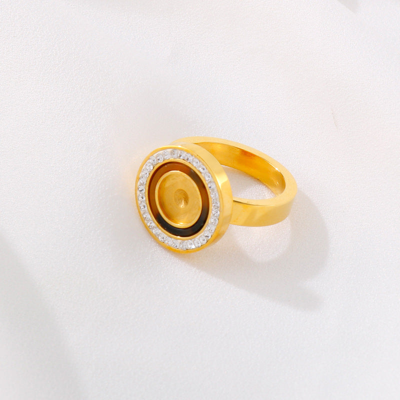 Wholesale 10PCS Stainless Steel Zircon Trimmed Men's Rings