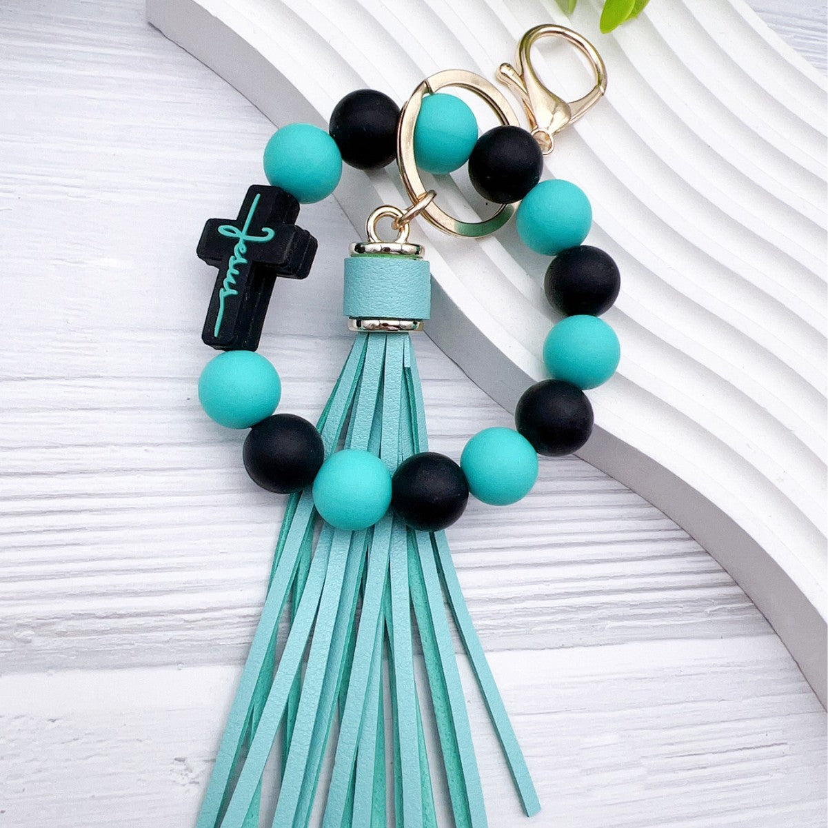 Wholesale Cross Beaded Bracelet Keychain