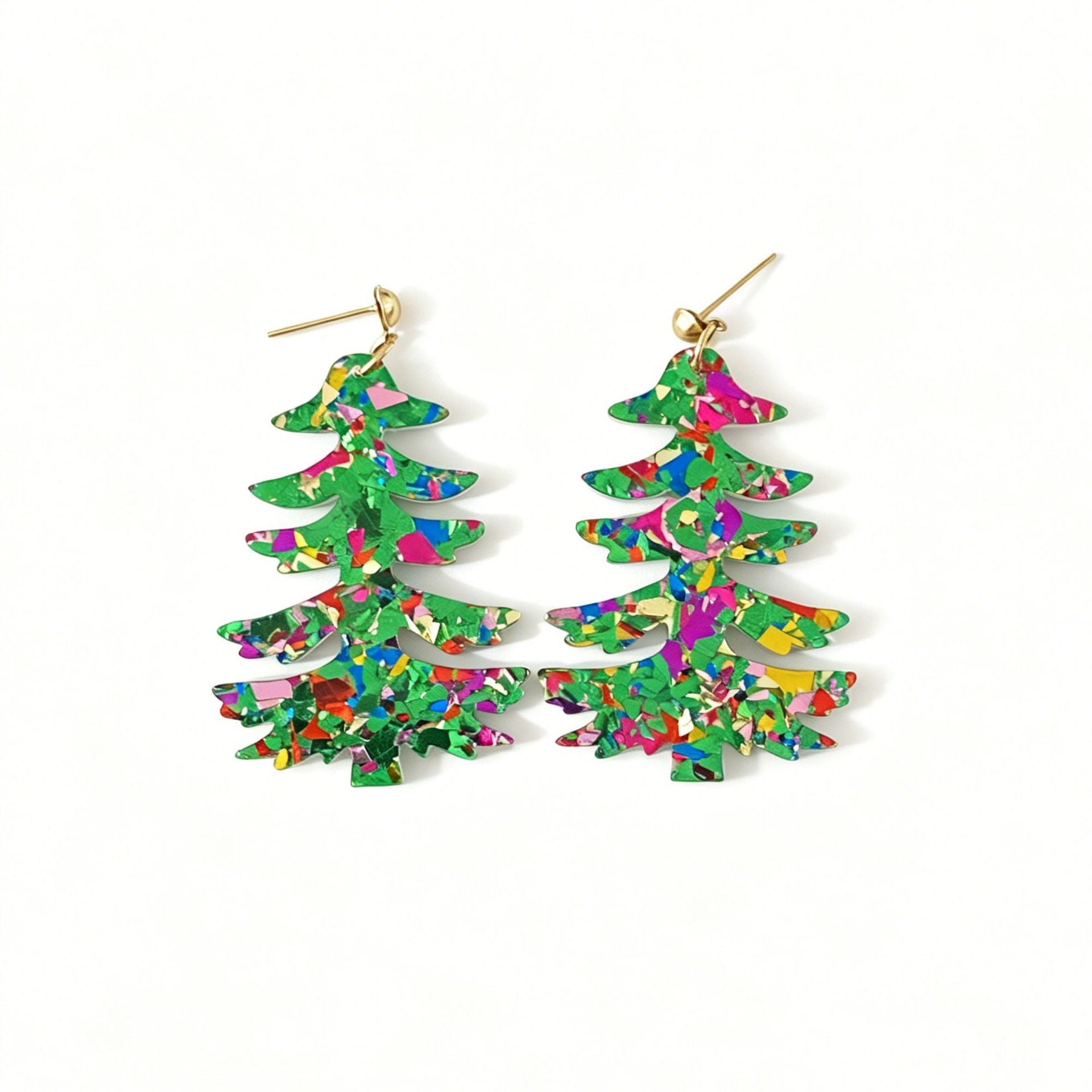 Wholesale Christmas Tree Acrylic Earrings Sweet Holiday Party Jewelry For Women Gift Boutique Resale