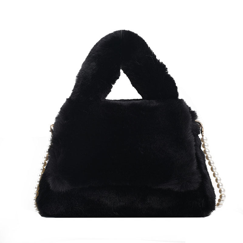 Wholesale Autumn Plush Handbag Pearl Chain Shoulder Crossbody Bag