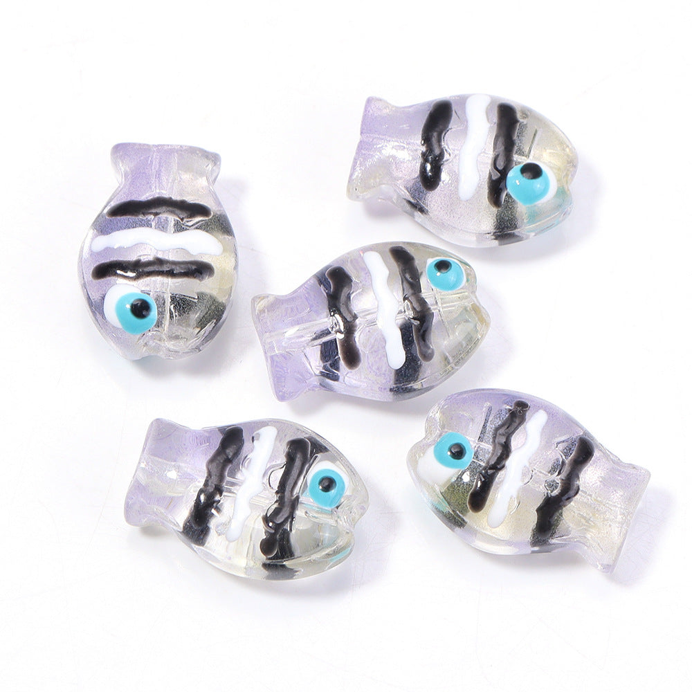 Wholesale 10pcs Ocean Cute Glass Hand-Painted Fish Beads