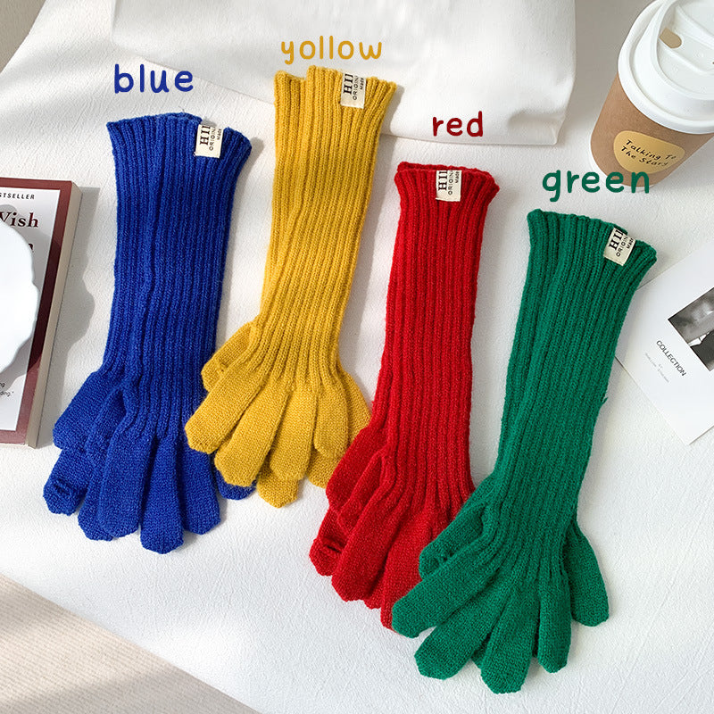 Wholesale Long Knitted Wool Cute Finger Touch Screen Gloves