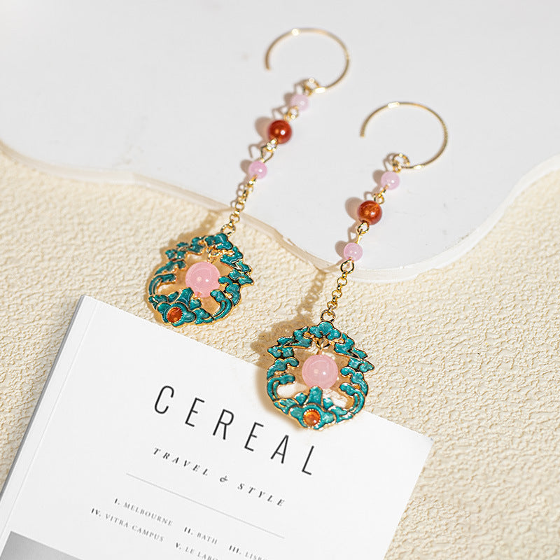 Wholesale Flower Filigree Wave Pattern Long Earrings