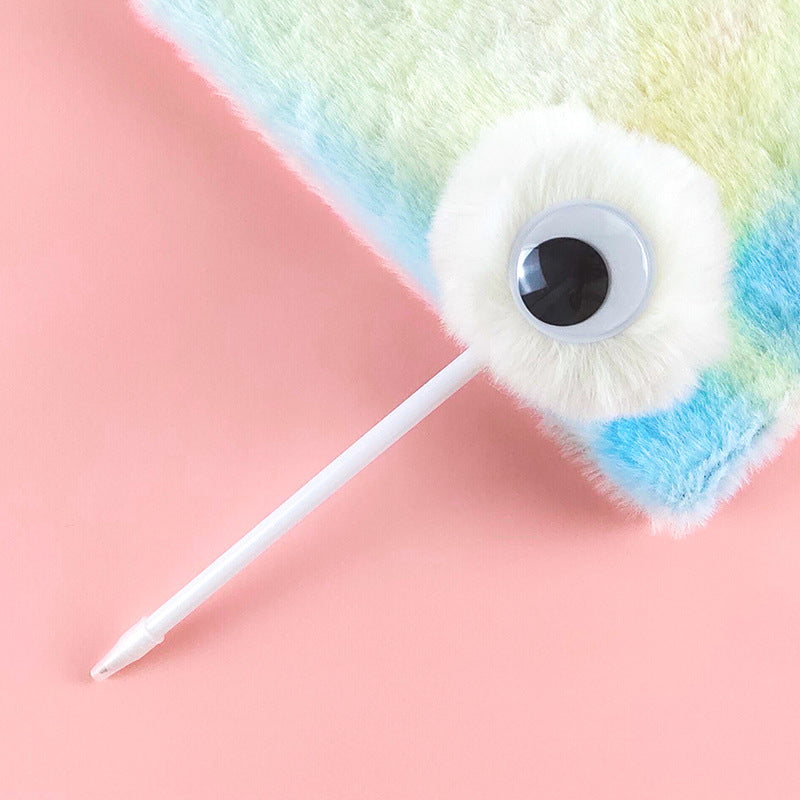 Wholesale Big Eyes Cute Fur Ball Plush Gel Pen
