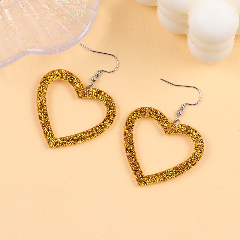 Wholesale Valentine' s Day Earrings Multi-Color Shiny Hollow Love Acrylic