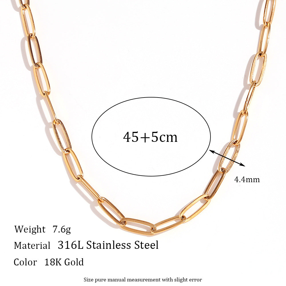 Wholesale Paperclip chain Stainless Steel Necklace