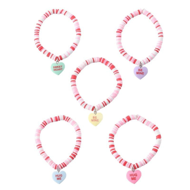 Wholesale Love Tagging Soft  Cute Resin Pendant Valentine' s Day  Clay Bead Bracelet