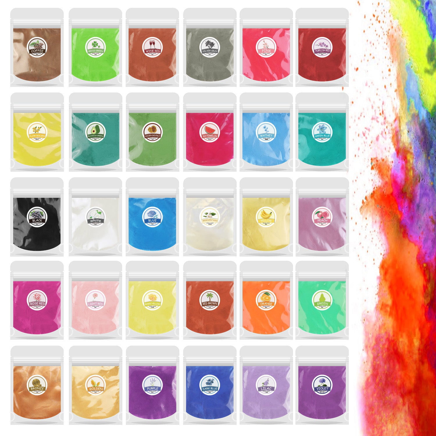 Wholesale Color Mixing DIY Slime Mica Pearl Powder 10g Self standing Bag DIY Powder