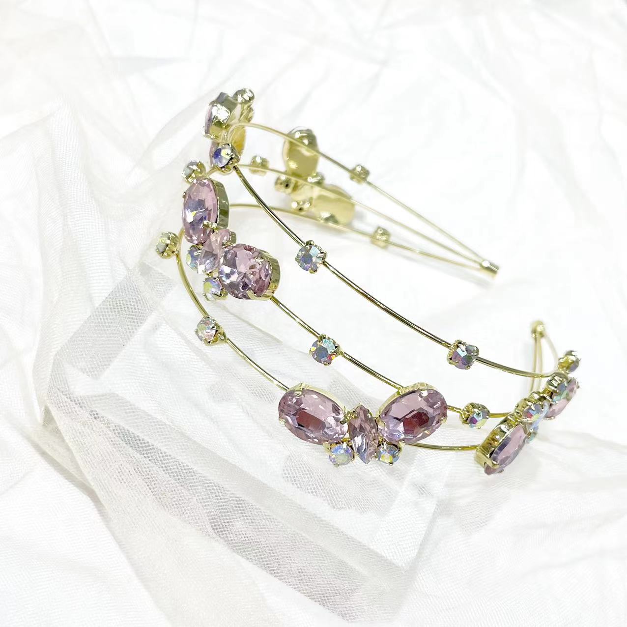 Wholesale Light Luxury Internet Celebrity Diamond Double Layer Bow Headband