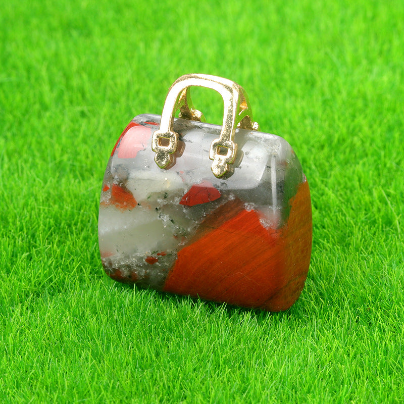 Wholesale Natural Crystal Stone Mini Handbag Bag Decoration