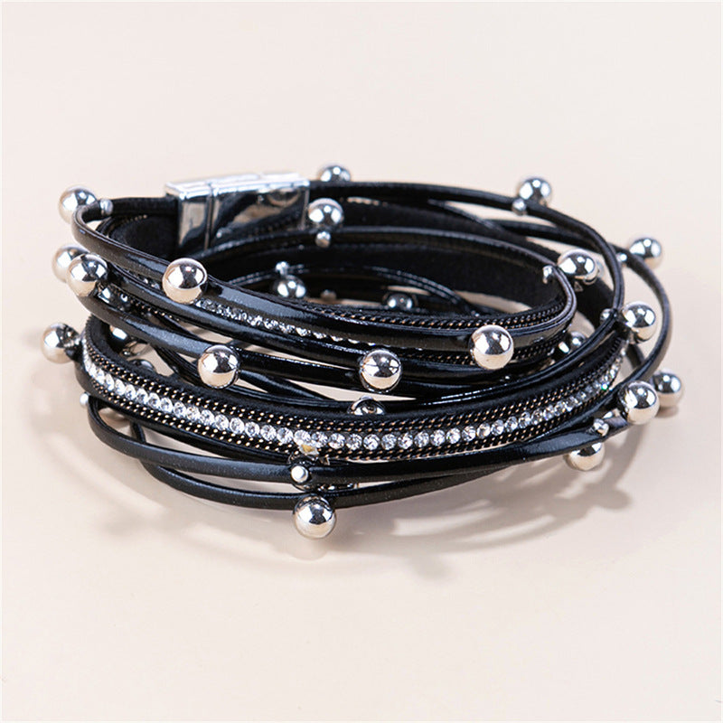 Wholesale Sweet Cool Rivet Layered Bracelet Set