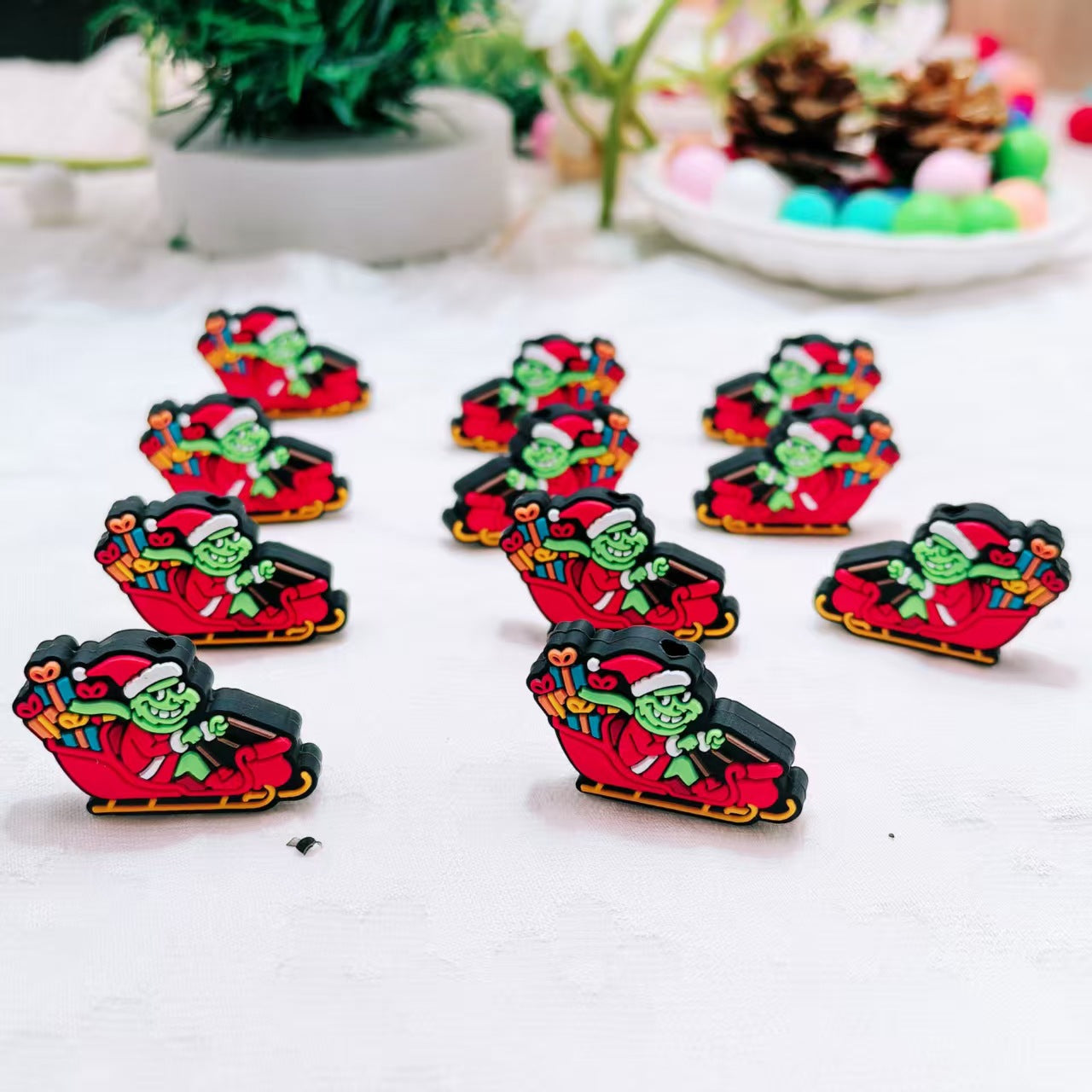 Wholesale 10pcs/pack 2D Christmas  Cartoon Focus Beads  DIY Silicone Beads
