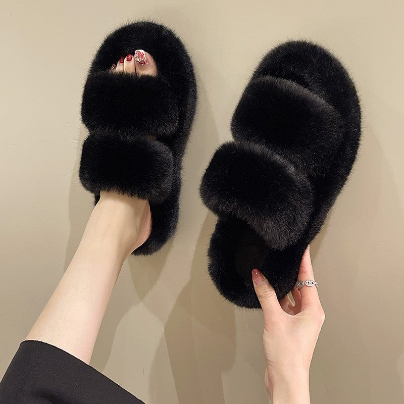Wholesale Women's plush shoes slippers New thick bottom cotton slippers