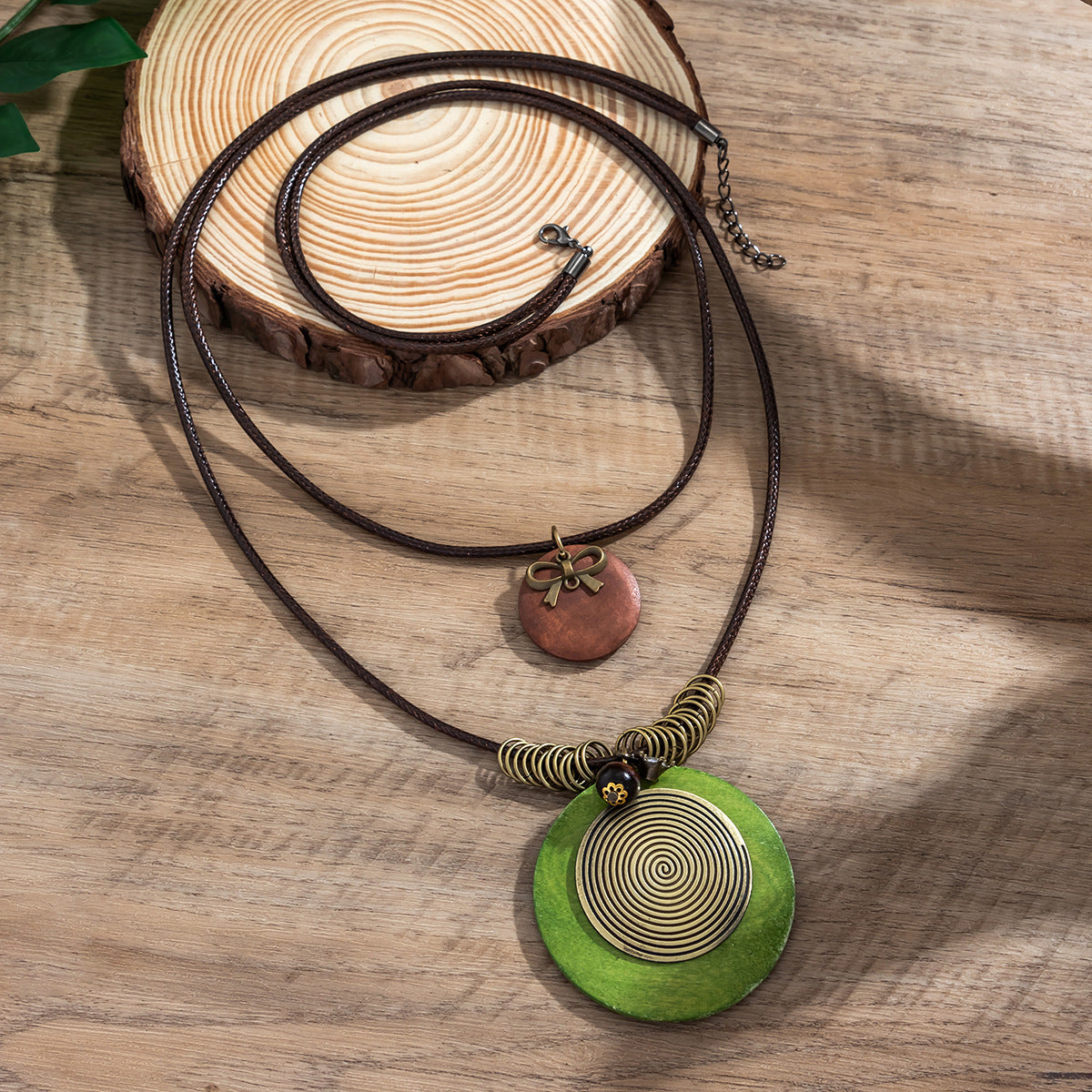 Ethnic retro wooden necklace