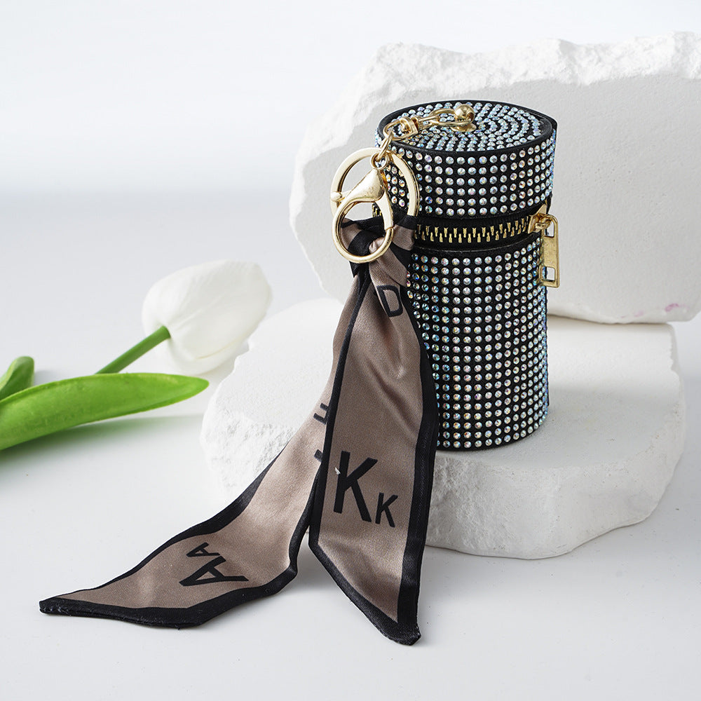 Wholesale Rhinestone Lipstick Bag Coin Purse Silk Scarf Keychain