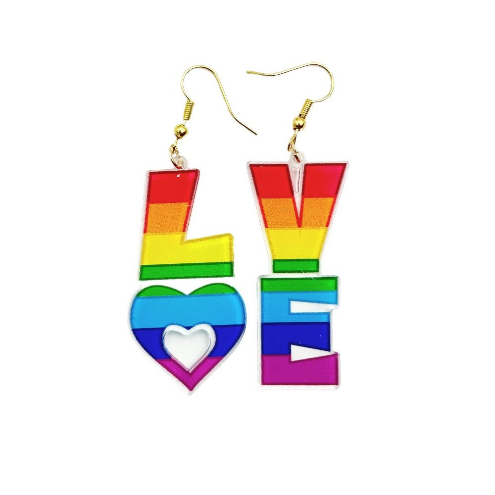 Wholesale Acrylic Letter LOVE Heart Valentine's Day Earrings