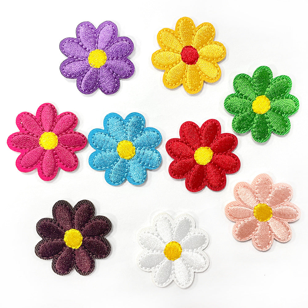 Wholesale Adhesive Backed Embroidered Patch With Colorful Sunflower Design For Coats Fashion Accessory