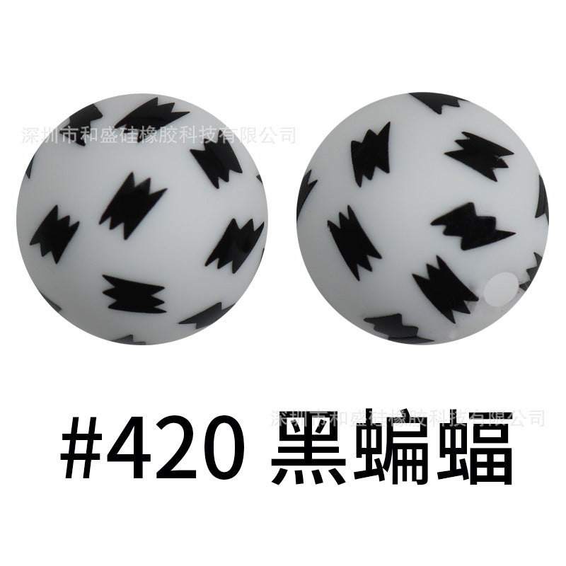 Wholesale 50pcs 16mm Print Silicone Beads Colorful Silicone Water Transfer Beads