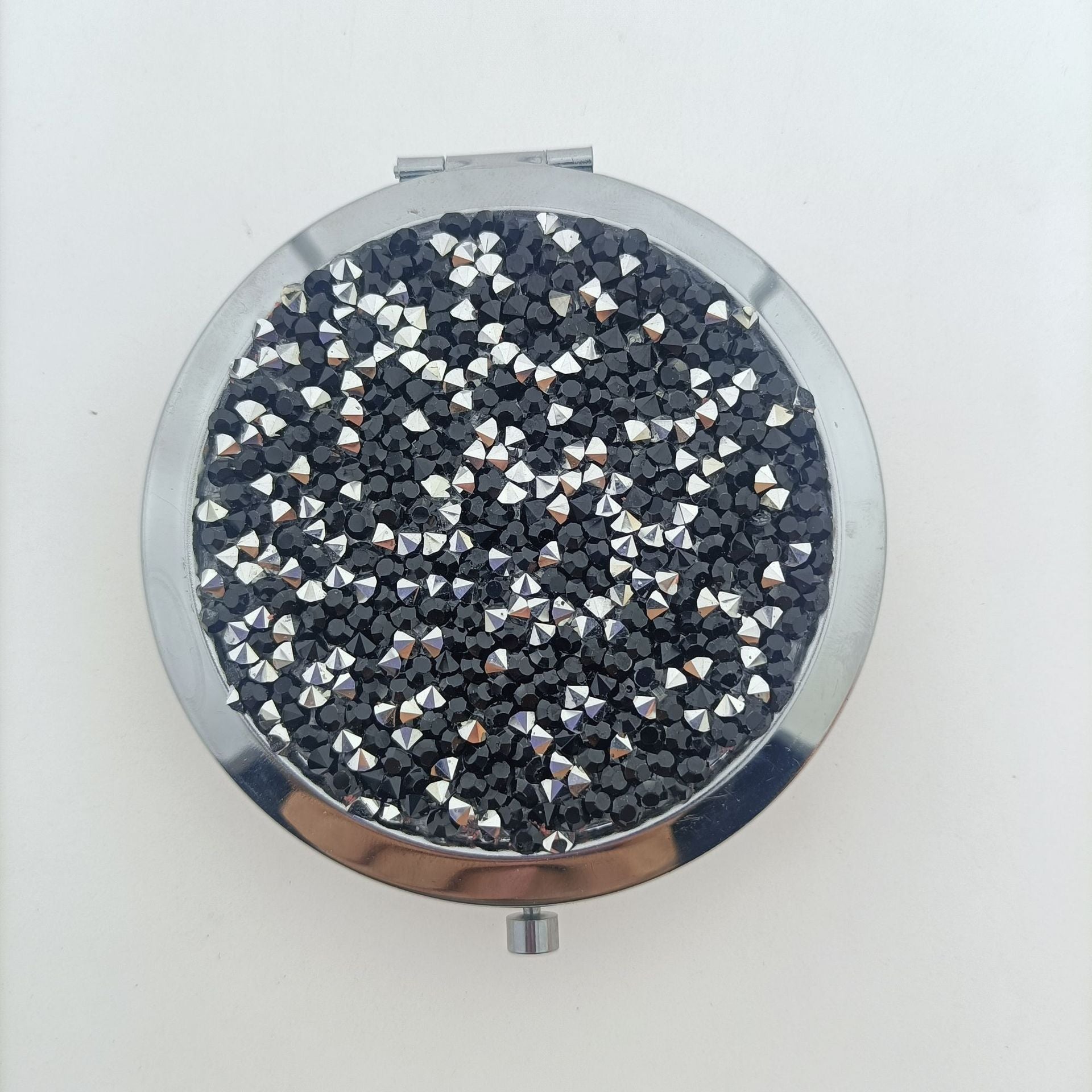 Wholesale Crystal Diamond Patch Circular Double-sided Mini Pocket Aluminum Mirror
