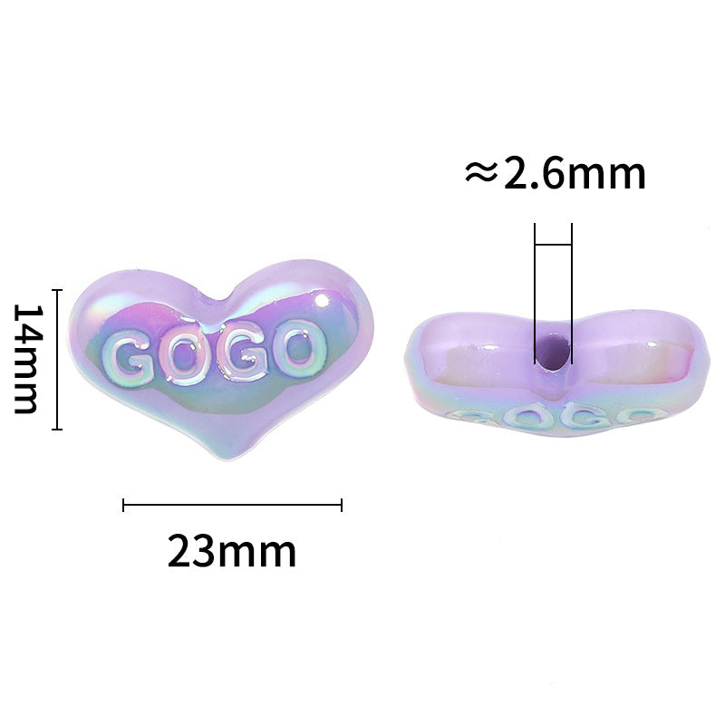 Wholesale 100pcs Acrylic UV Plated Letter Gogo Love DIY Beads
