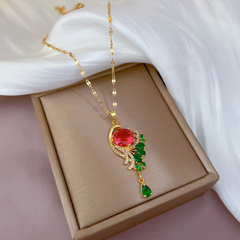 Wholesale Microsetting Clavicle Titanium Steel Necklaces