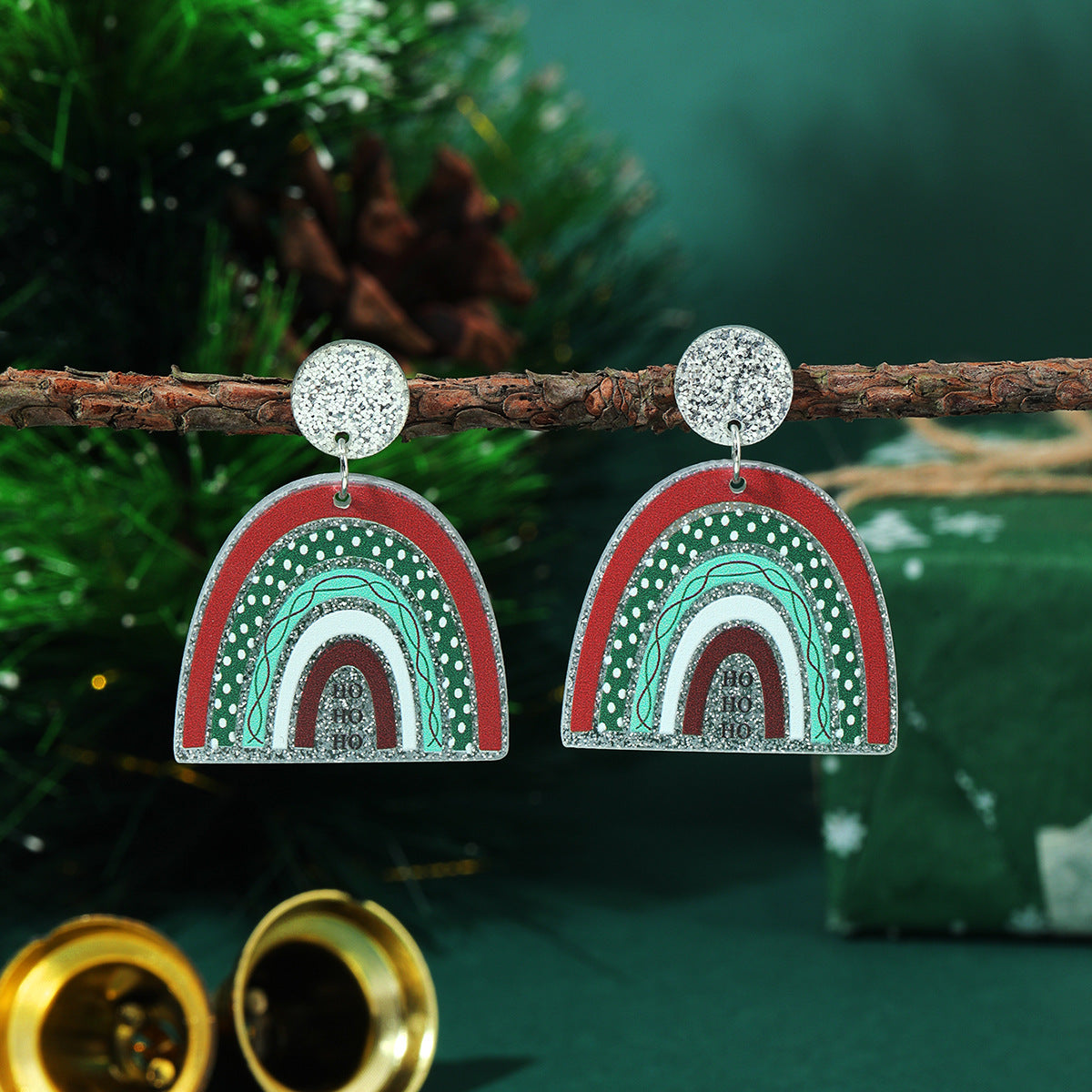 Wholesale Christmas tree earrings love acrylic Christmas ladies earrings