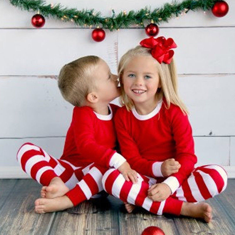 Wholesale Christmas Striped Parent-child Home Set Pajamas