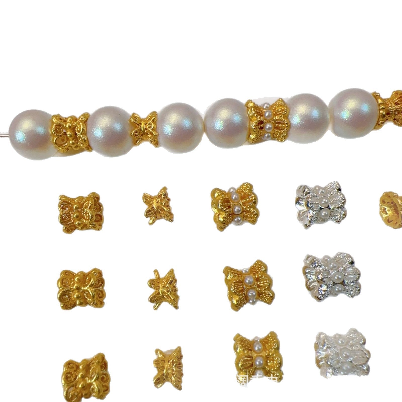 Wholesale 20pcs Ancient-plated hollowed-out small waisted golden double-sided torus spacer Beads