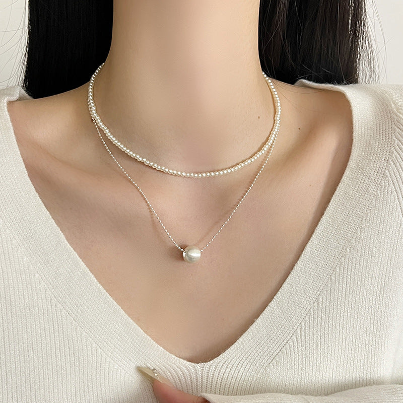 Wholesale Japanese and Korean Silver Brushed Heart Design Necklace Women' s