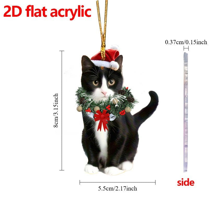 Wholesale Christmas Wreath Cat Style Acrylic Decorative Pendant