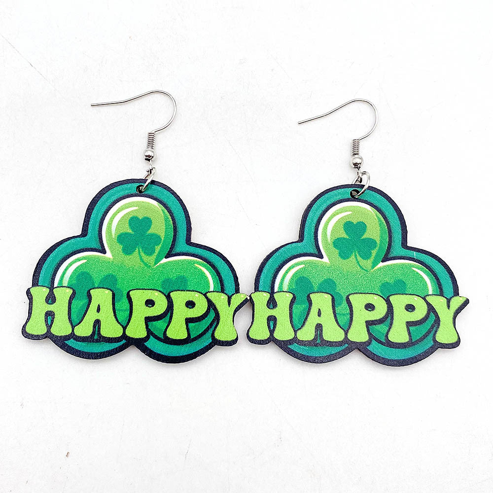 Wholesale St. Parcret festival dwarf lucky grass rainbow beard wooden earrings