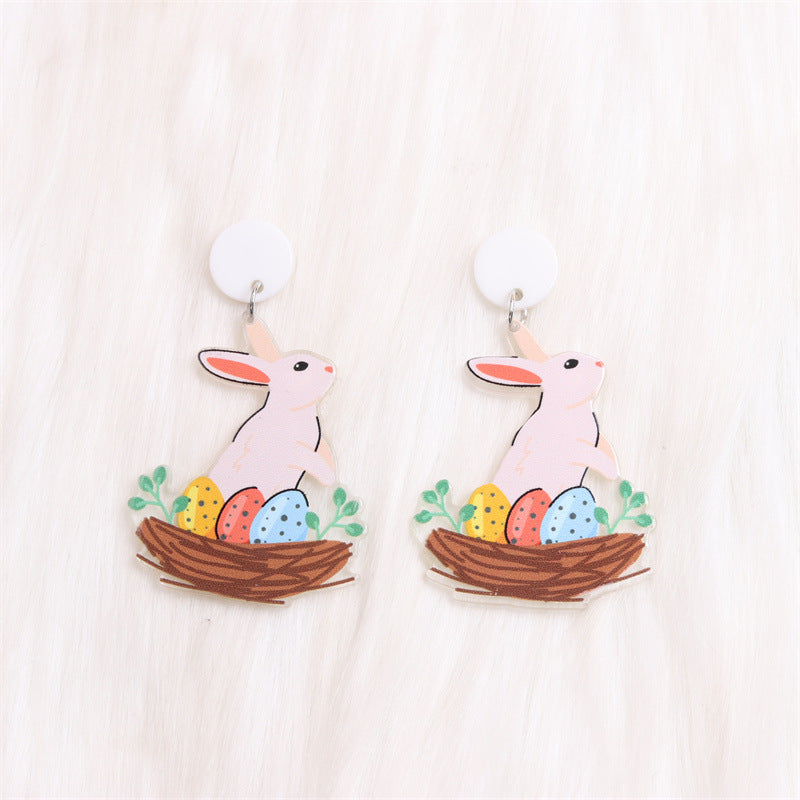 Wholesale Easter Egg Bunny Acrylic Print Earrings