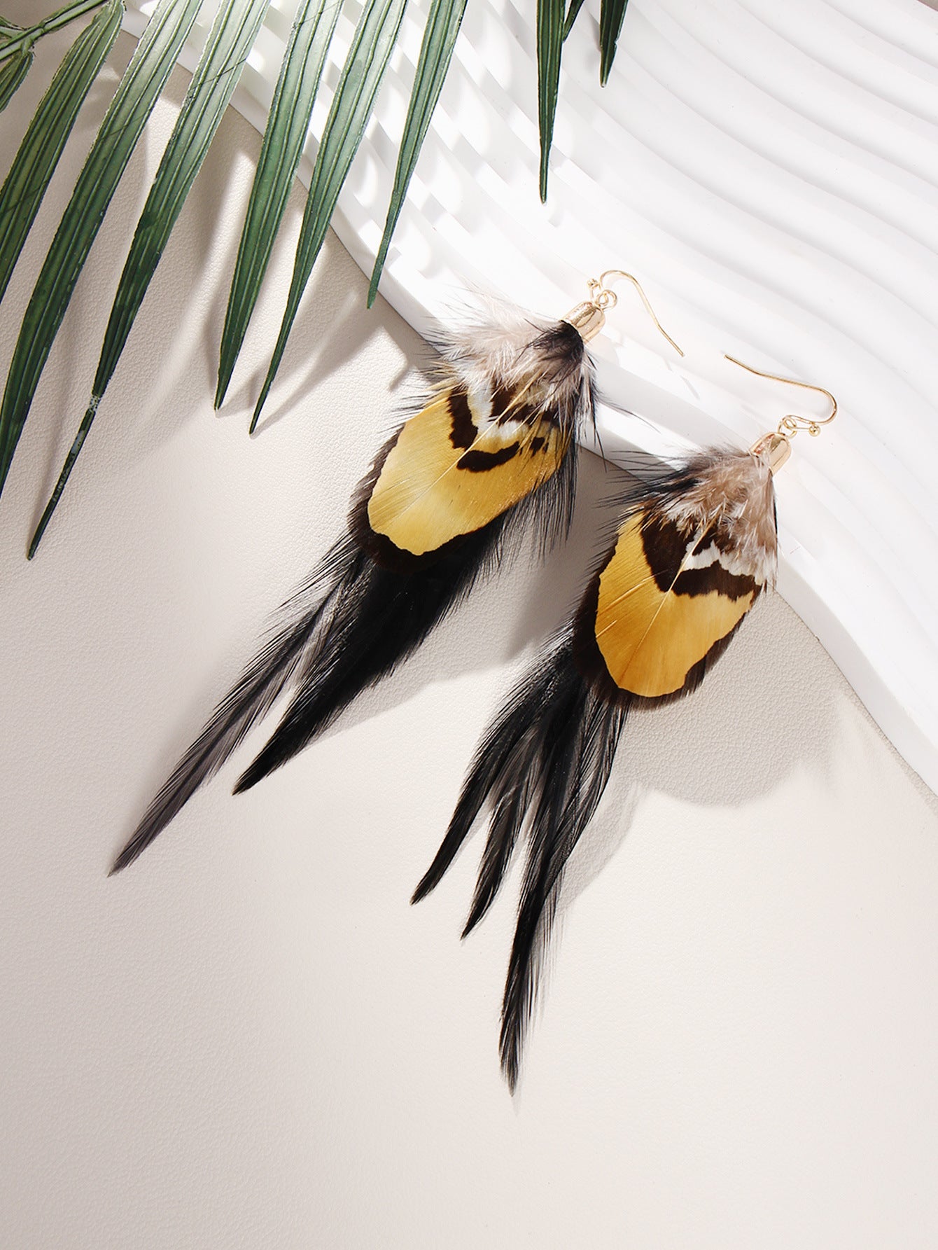 Wholesale Peacock Feather Bohemian Antique Tassel Earrings