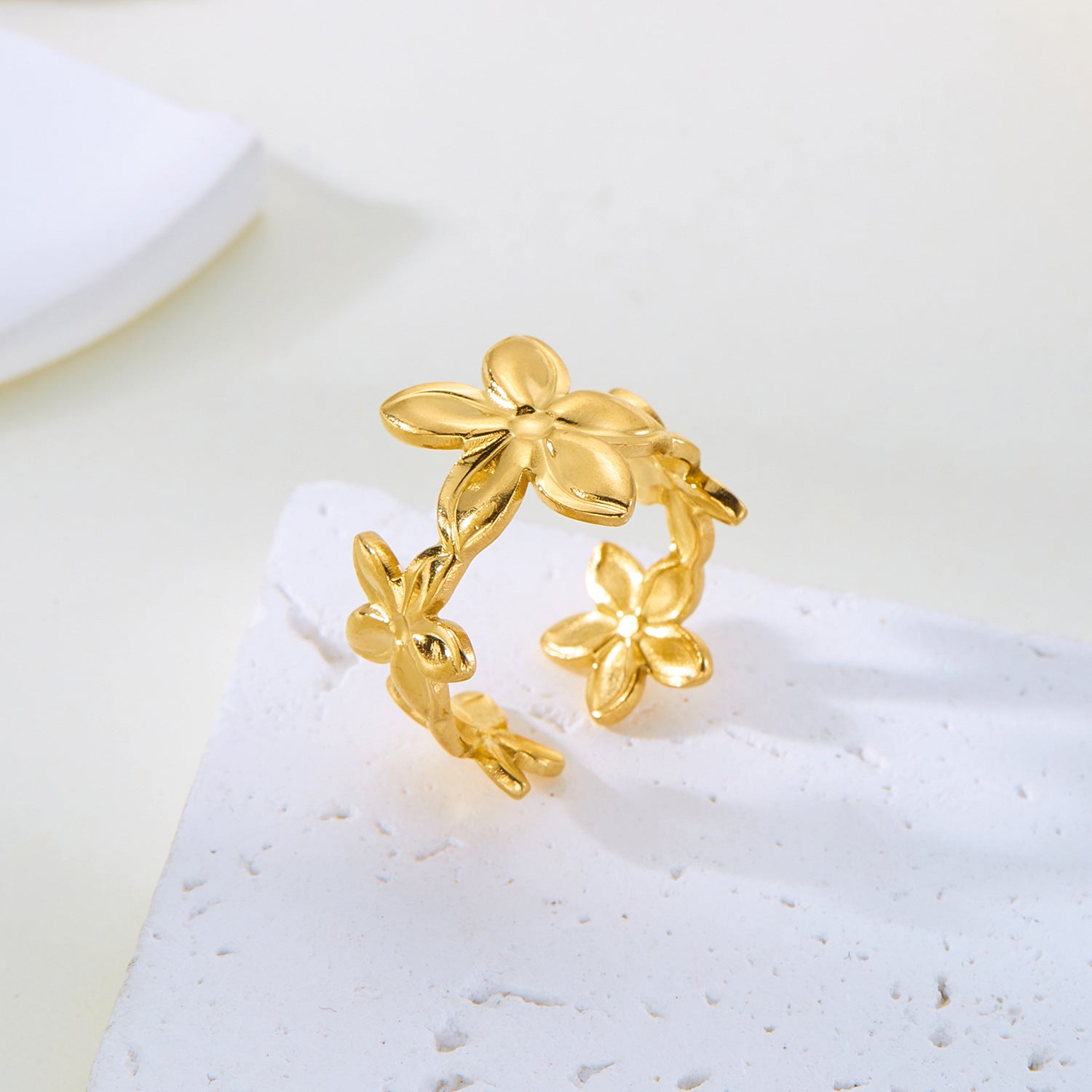 Wholesale Real gold electroplated non-fading butterfly shell starfish versatile ring