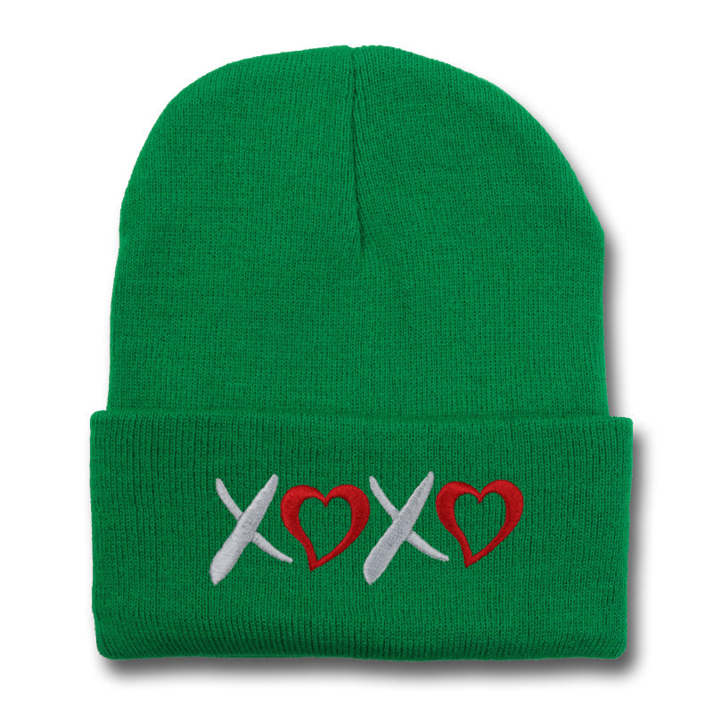 Wholesale Valentine's Day XOXO embroidery knitted hat for men and women couples autumn and winter warm wool hat leisure all-match cold hat tide