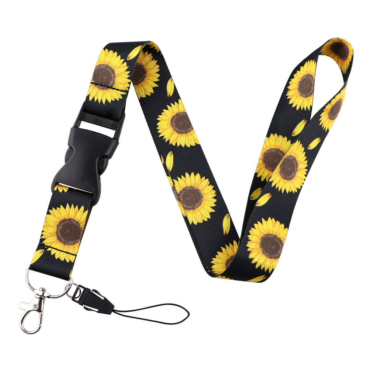 Wholesale Sunflower Card Holder Ribbon Polyester Phone Lanyard Keychain