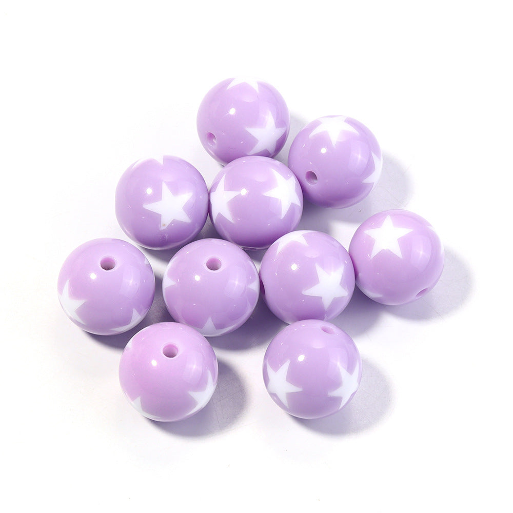 Wholesale 20pcs Painted double-sided heart-shaped pentagram Acrylic Beads