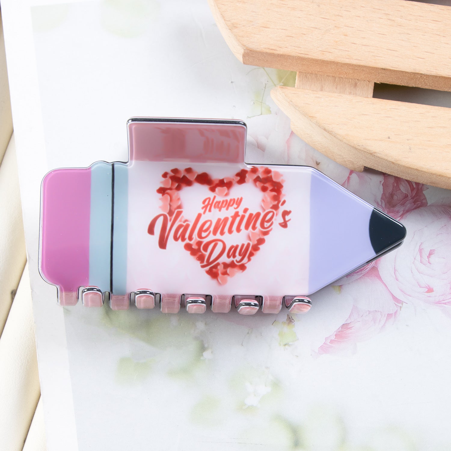Wholesale Plaid Love Valentine's Day Pvc 8cm Hair Clip