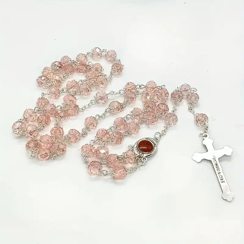Wholesale 5pcs/pack Crystal Torus Cross Rosary Necklace