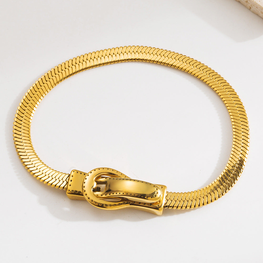 Wholesale Light Luxury Design Sense Magnetic Buckle Titanium Steel Personality Trend Snake Bone Chain Temperament Versatile High Sense Bracelet