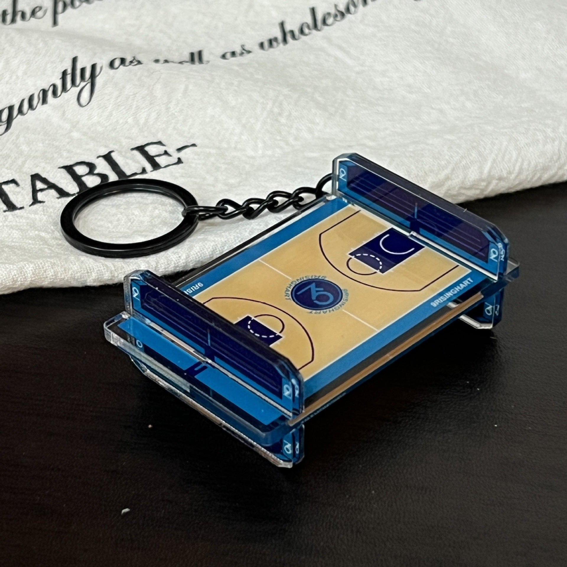 Wholesale Acrylic sports basketball court keychain