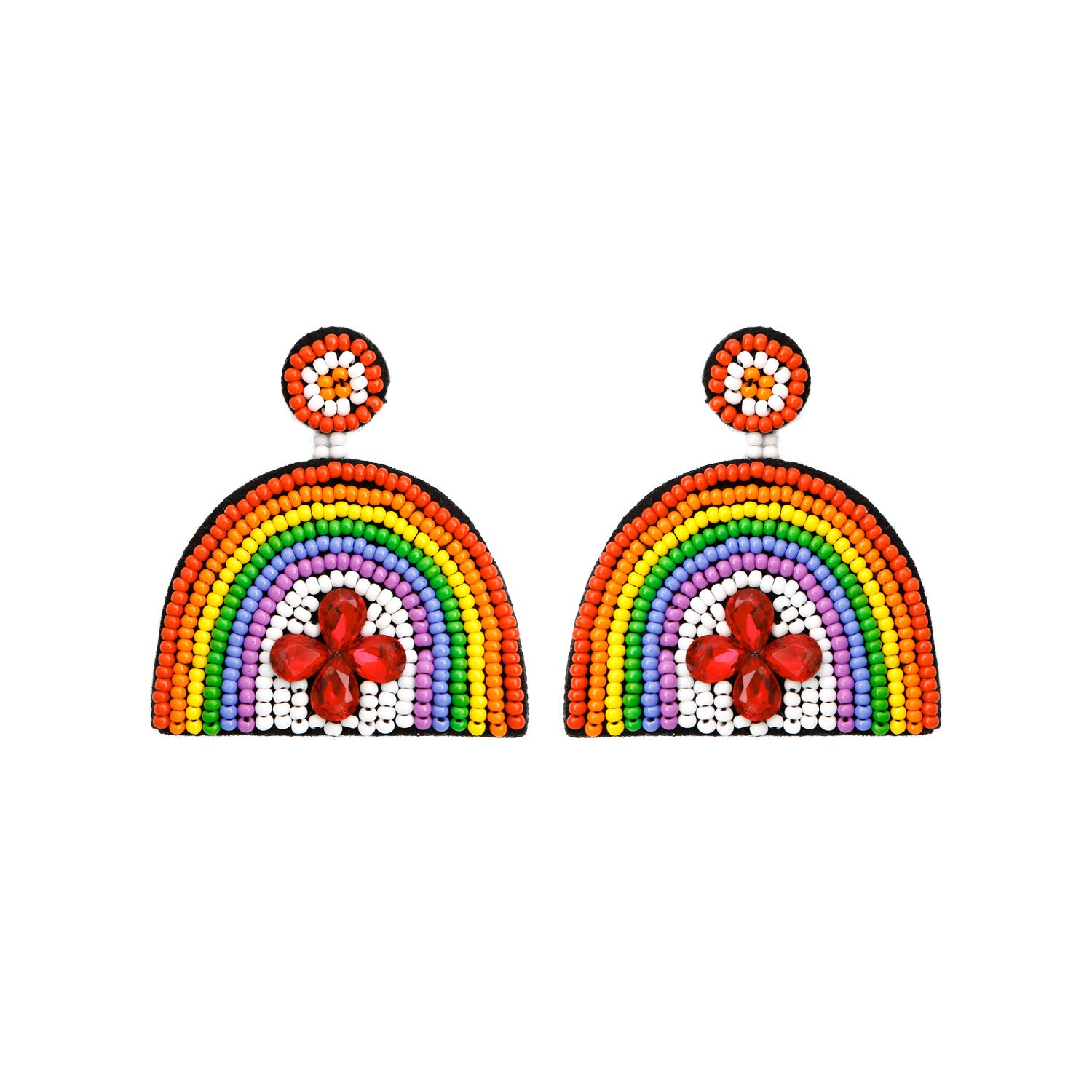 Wholesale Christmas Rice Bead Countryside Style Exaggerated Lightweight Holiday Hand Woven Earrings