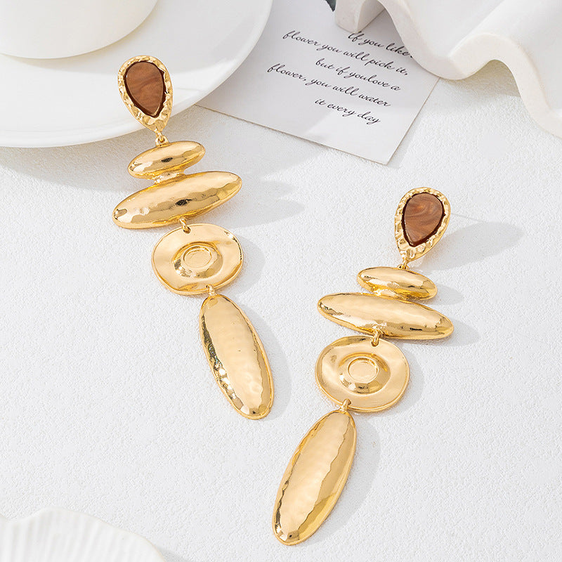 Wholesale Geometric Irregular Texture Design Alloy Earrings Electroplated Finish Women S Jewelry Accessory Boutique Resale
