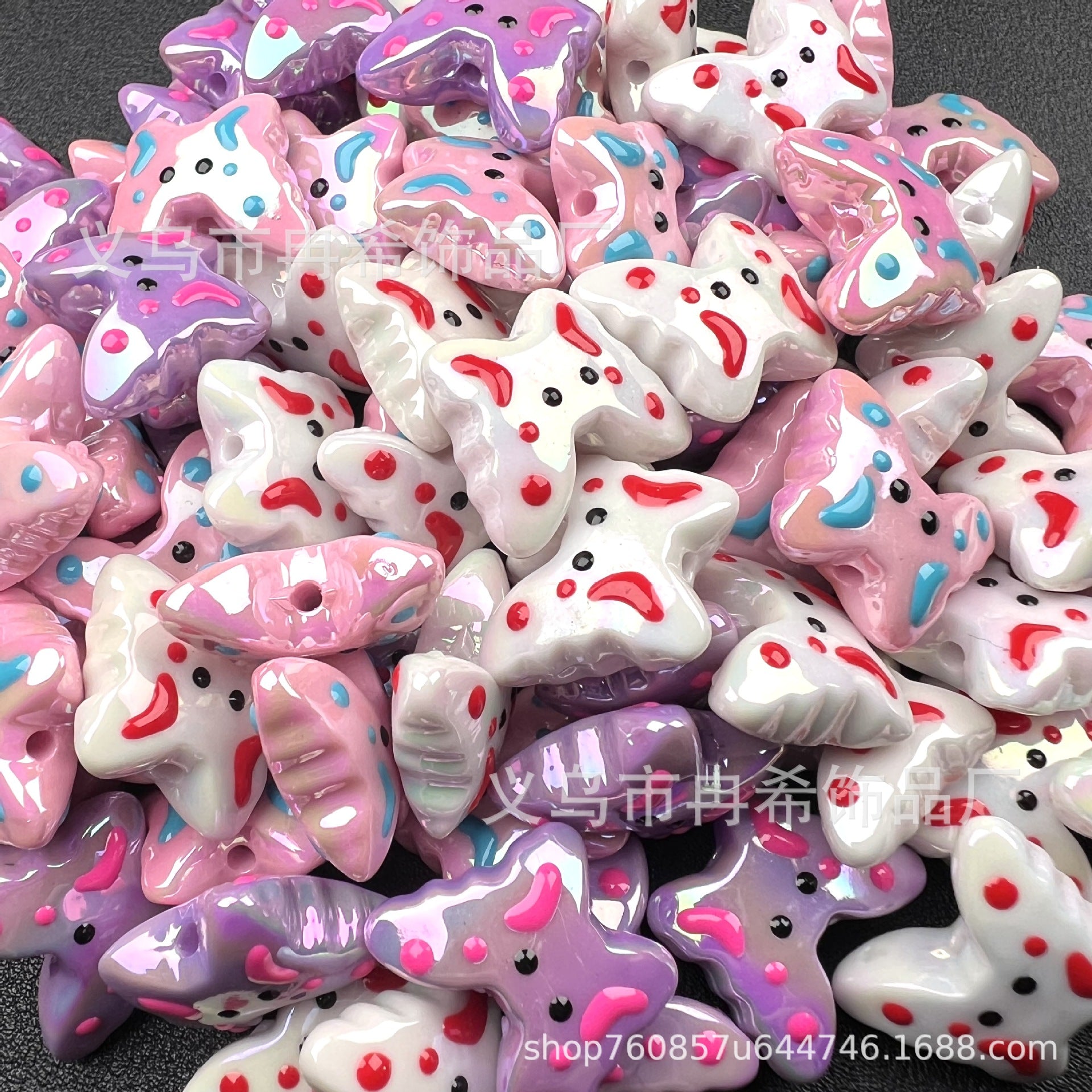 Wholesale 100PCS/PACK Hand-Painted Oil Drip Straight Hole Butterfly Solid Color UV Plating Acrylic Beads