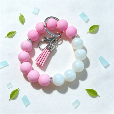 Wholesale Bohemian Silicone Bead Tassel Wrist Keychain Bracelet Everyday Fashion Accessory