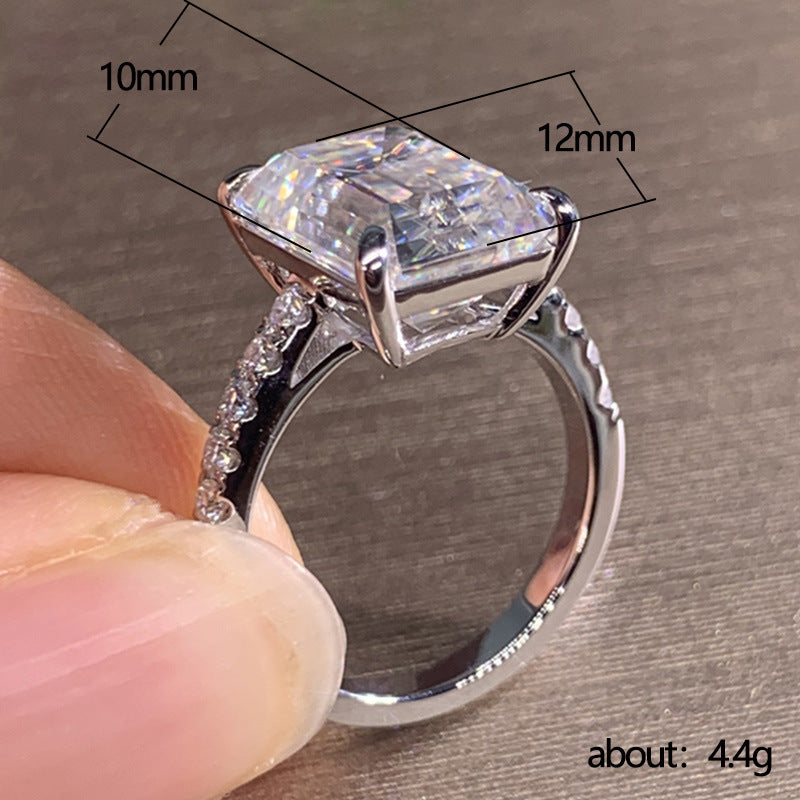 Wholesale princess cut simulation all-match rock sugar wedding ring
