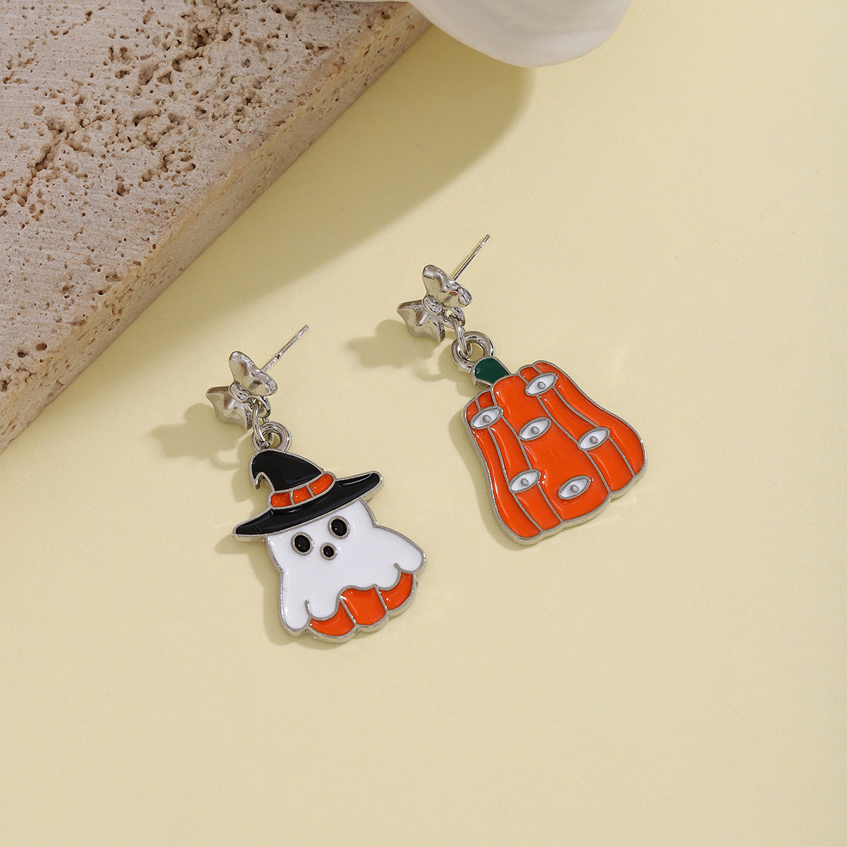 Wholesale Silver Ghost Pumpkin Skull Earrings