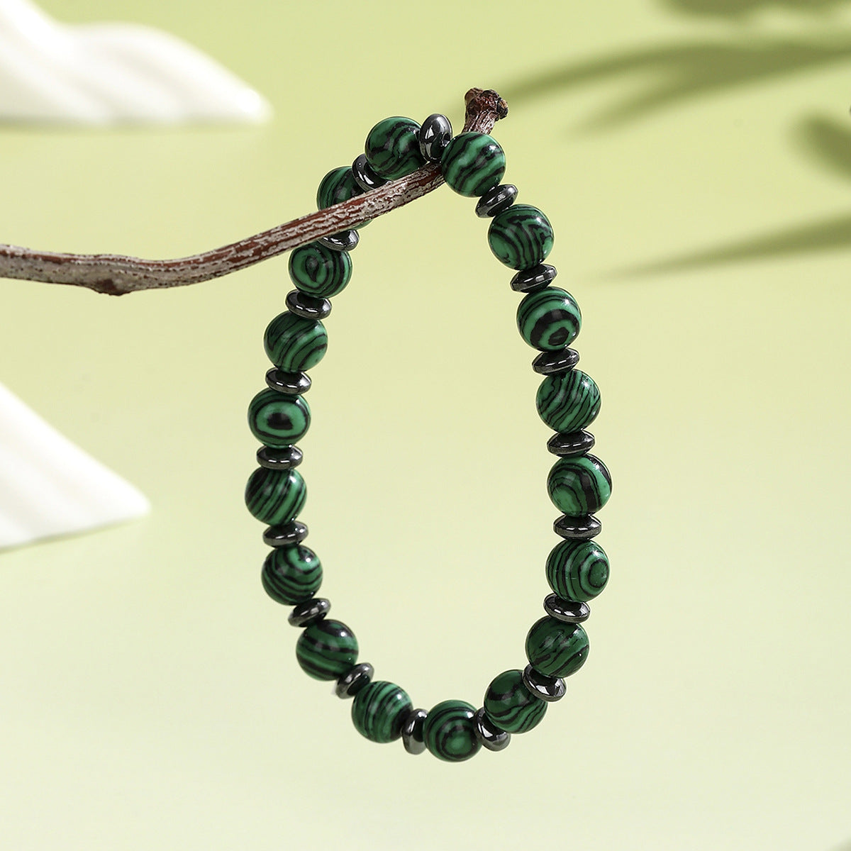 Wholesale Green Peacock Beaded Bracelet Punk Style Men' s Beaded Bracelet